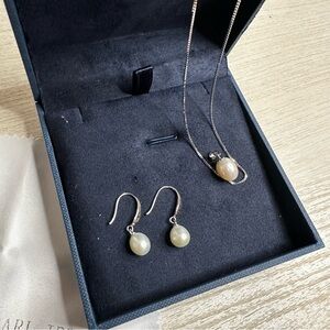 Crane Pearl Necklace & Earring set